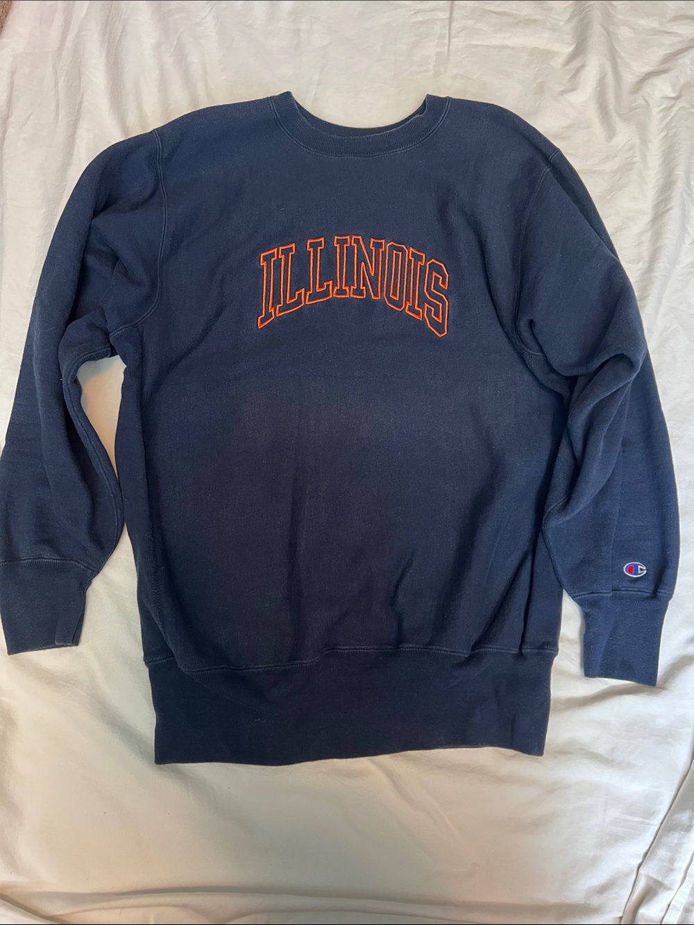 Champion Navy Crewneck with Orange Illinois Logo
